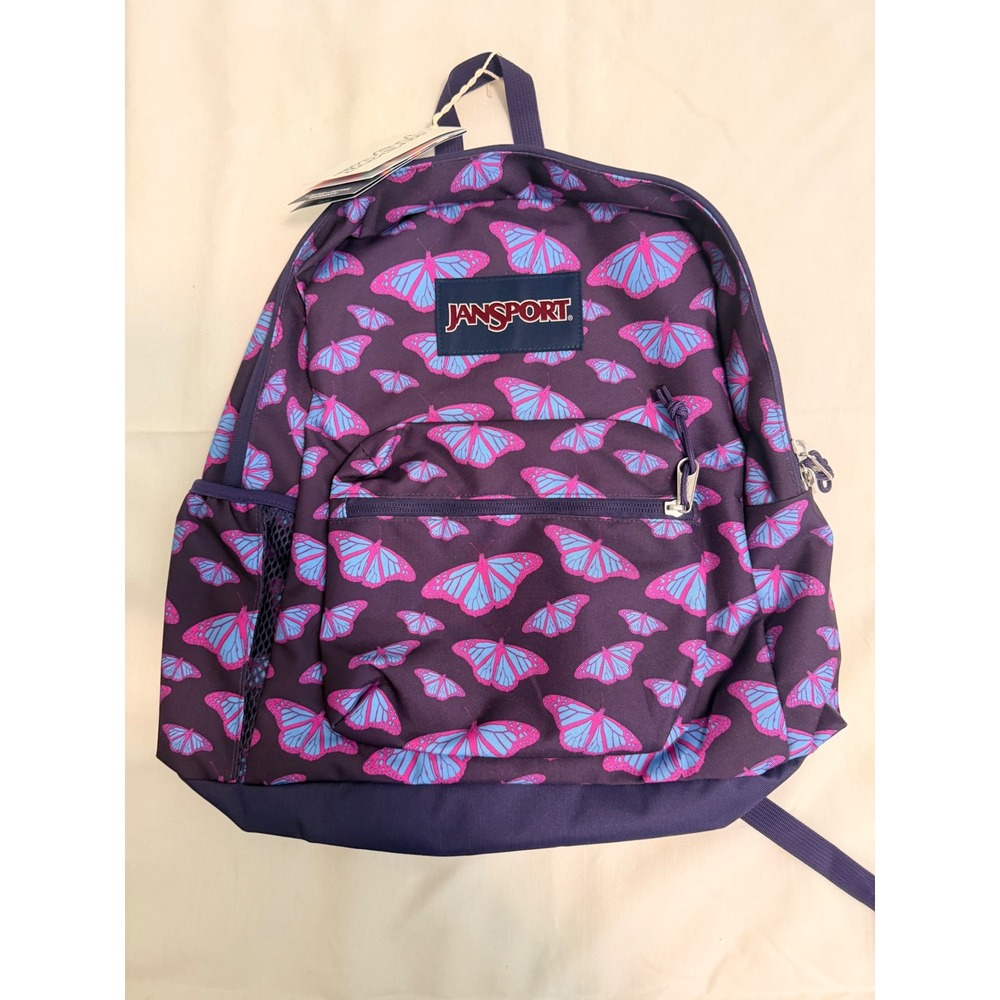 JanSport Cross Town Plus Backpack Flutterby Purple Butterfly JS0A7ZNZDLN NEW